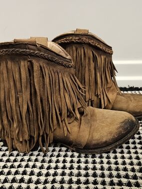 Freebird by Steven Brown Suede Fringe Ankle Boots
